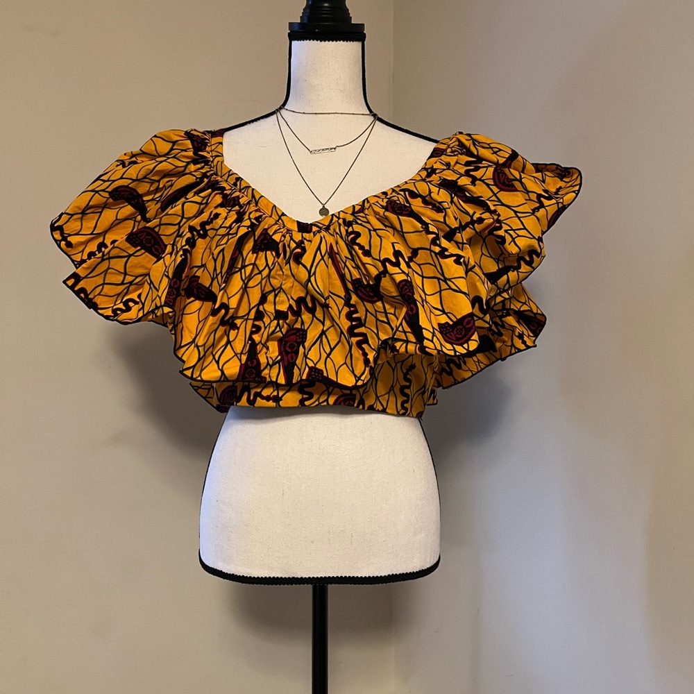 CUSTOM MADE Ankara Ruffle Crop Top